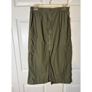 Charlotte Russe Olive Green Cargo Midi Skirt Womens Medium Full Zip Utility Gorp